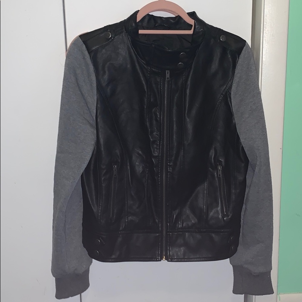Faux Leather/sweatshirt casual jacket